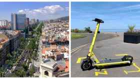 La avenida Diagonal y un patinete de Zipp estacionado en una calle de Irlanda / AGENCIAS Y ZIPP