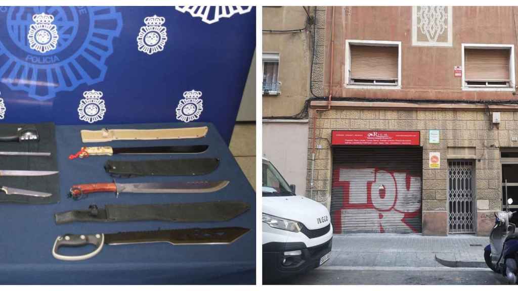 Machetes, cuchillos y 70 cartuchos intervenidos en el edificio del supuesto líder yihadista en L'Hospitalet / POLICÍA Y METRÓPOLI