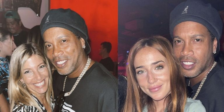 Ronaldinho con las influencers Natalia Beciu y Dorothy Collado / INSTAGRAM