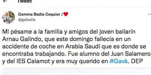 Mensaje de la alcaldesa de Gavà, Gemma Badia / REDES SOCIALES