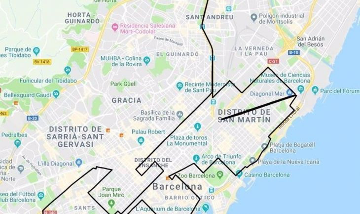 Circuito urbano de la Zurich Marató de Barcelona 2021, movilidad, bus. Transporte - TMB Y GOOGLE