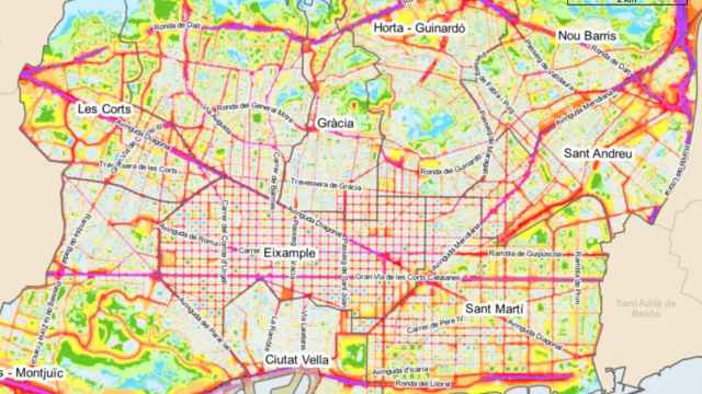 Mapa de las calles más y menos contaminadas de Barcelona / AYUNTAMIENTO DE BARCELONA