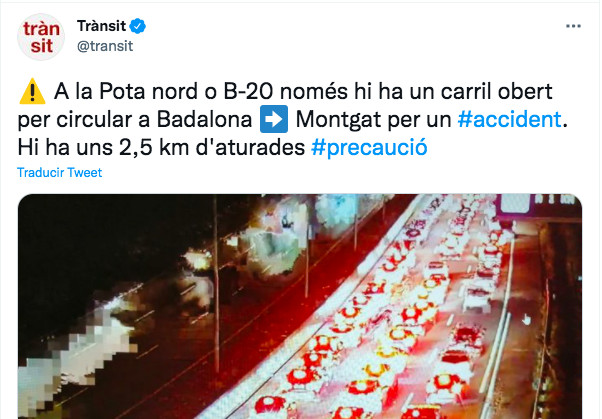 Advertencia del Servei Català de Trànsit en Twitter / TWITTER