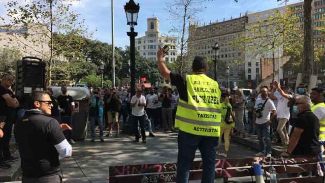 El portavoz de Élite Taxi, Tito Álvarez, durante una manifestación / RP