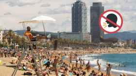 Montaje de Metrópoli para ilustrar una playa de Barcelona en la que están prohibidos la música y los gritos / METRÓPOLI