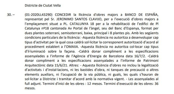 Texto de la comisión de gobierno sobre la reforma del Banco de España / AYUNTAMIENTO DE BARCELONA