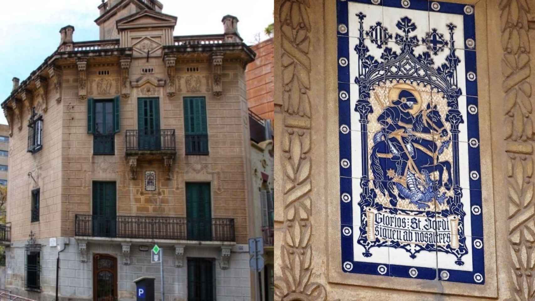 Fachada y detalle de la Vila Saint George’s, la casa del torreón ubicada en les Tres Torres / INMA SANTOS