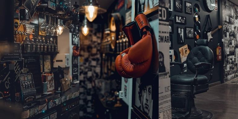 Elementos decorativos en The Barber Job, una prestigiosa barbería en Barcelona / THE BARBER JOB