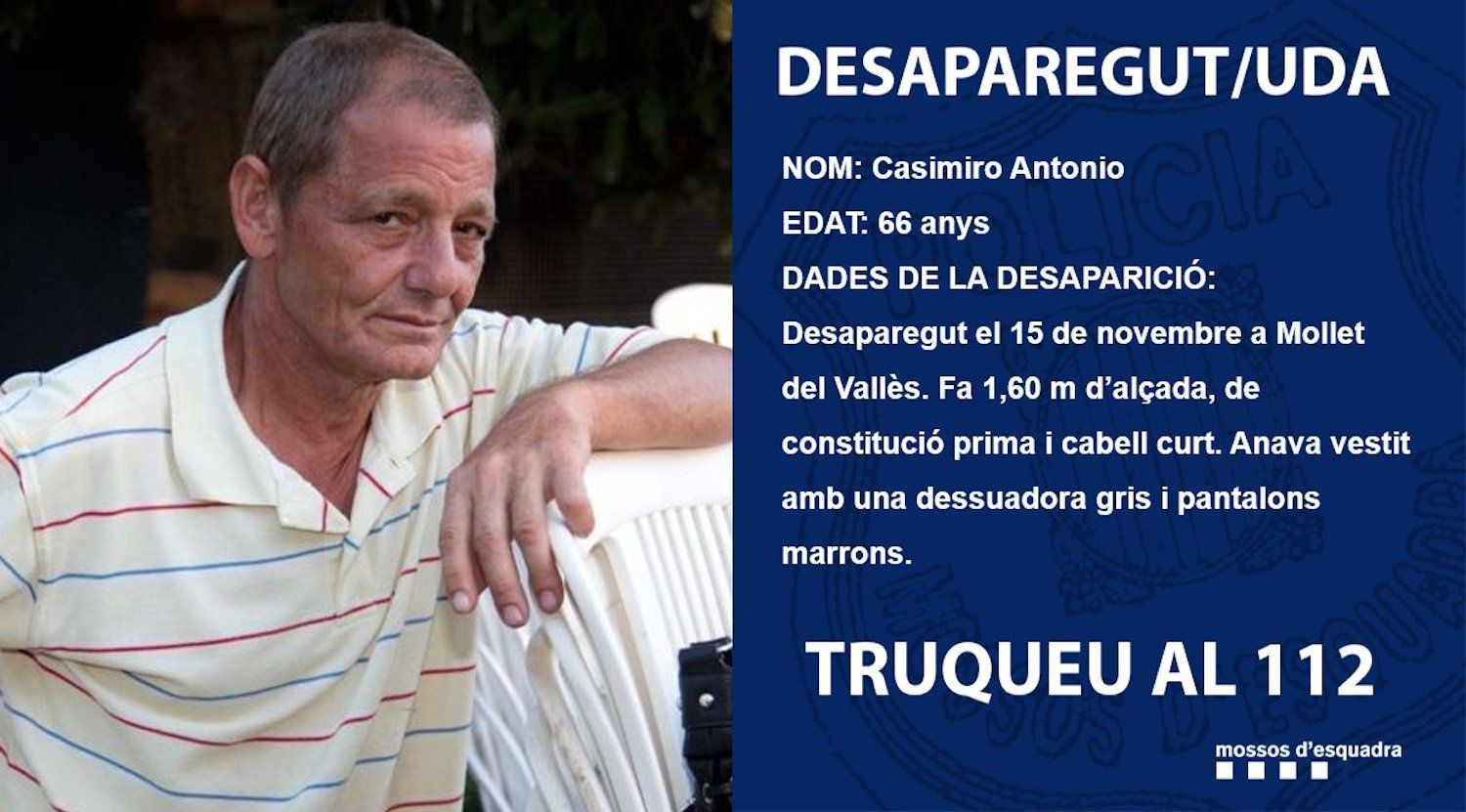 Casimiro Antonio, el hombre desaparecido en Mollet del Vallès / MOSSOS D'ESQUADRA