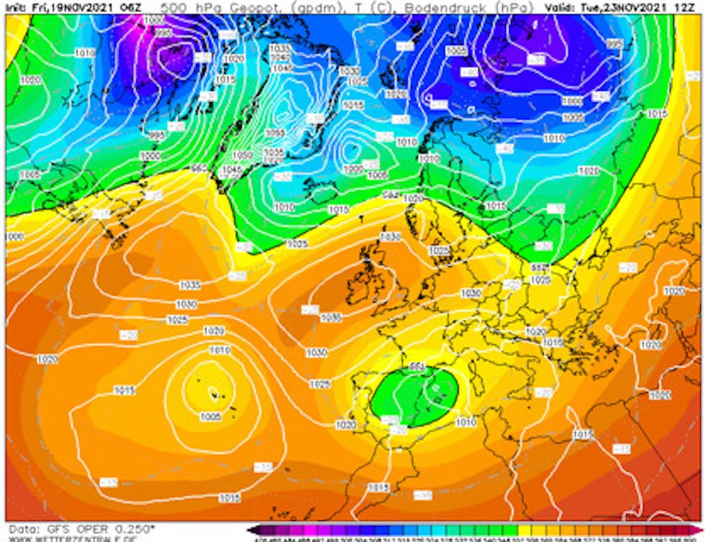 Mapa geopotencial 500hpa Celia / WETTERZENTRALE