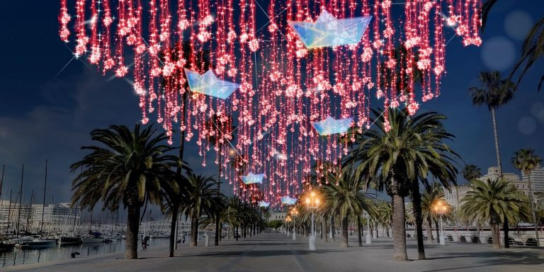 Imagen renderizada del cielo estrellado de la Feria de Navidad del Port Vell / PORT DE BARCELONA