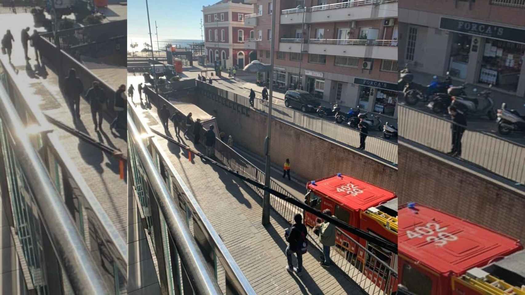 Un enorme camión se queda atrapado en un túnel de Badalona / GUILLEM XICART