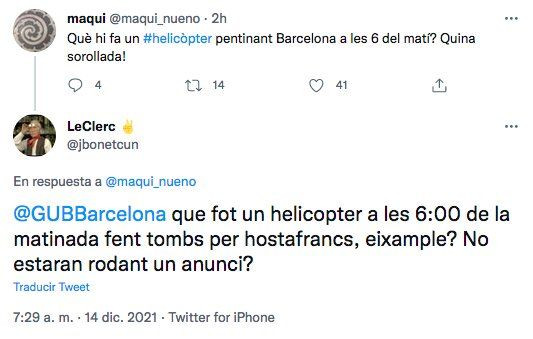 Quejas de los vecinos por el ruido de un helicóptero de madrugada en Barcelona