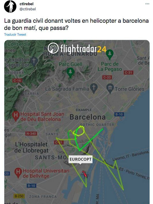 Quejas de los vecinos por el ruido de un helicóptero de madrugada en Barcelona