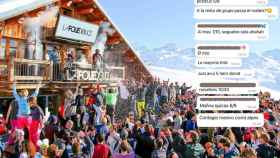 Fotomontaje del grupo de Whatsapp que organiza la fiesta post-covid tras la Folie Douce de Val Thorens