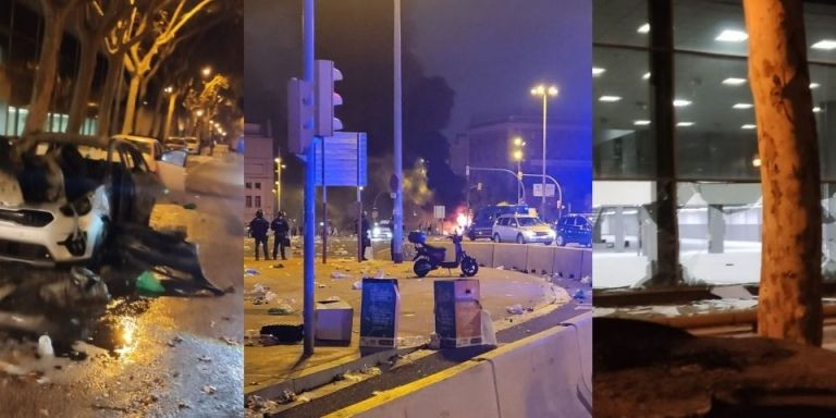 Fotomontaje de los destrozos de plaza de Espanya durante la Mercè / METRÓPOLI