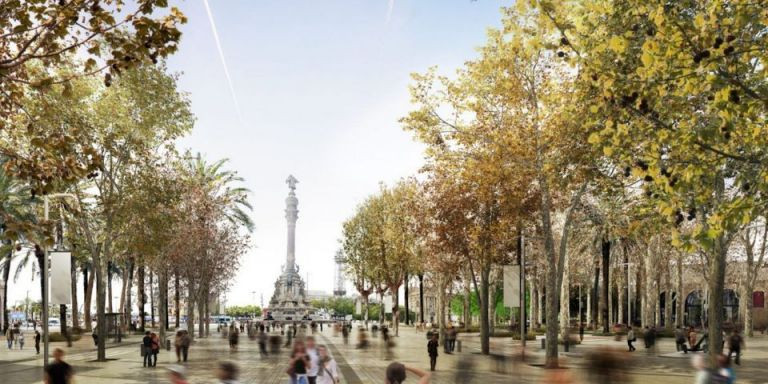 Render de la futura Rambla a la altura de Colón / AJ BCN