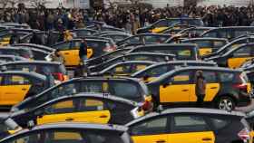 Los taxis de Barcelona durante una jornada de huelga en la ciudad