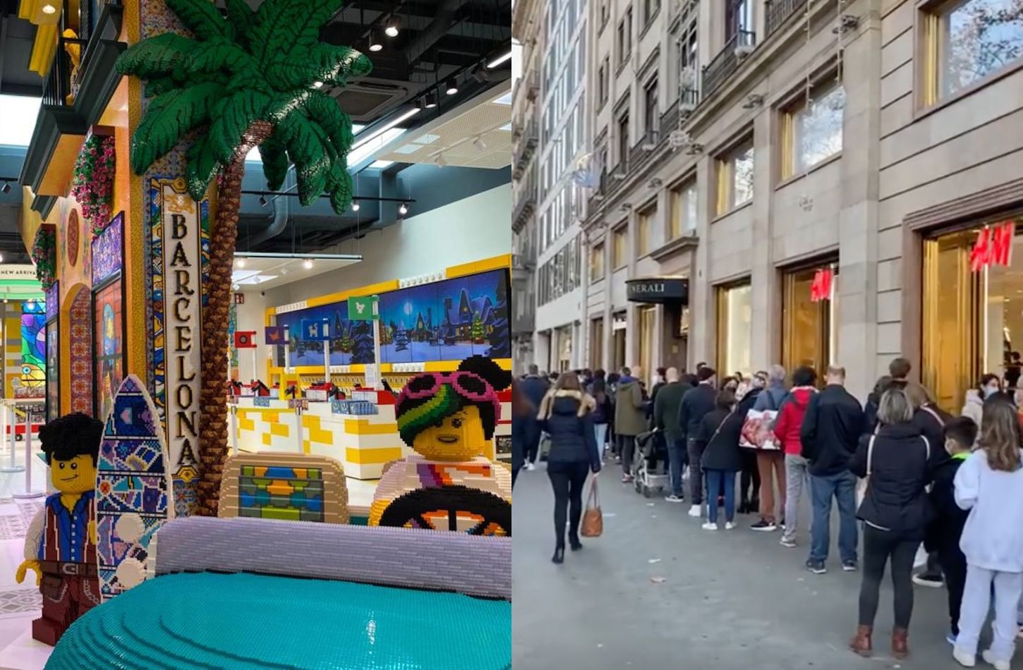 Largas colas en la nueva macrotienda de Lego de Paseo de Gràcia de Barcelona / METRÓPOLI