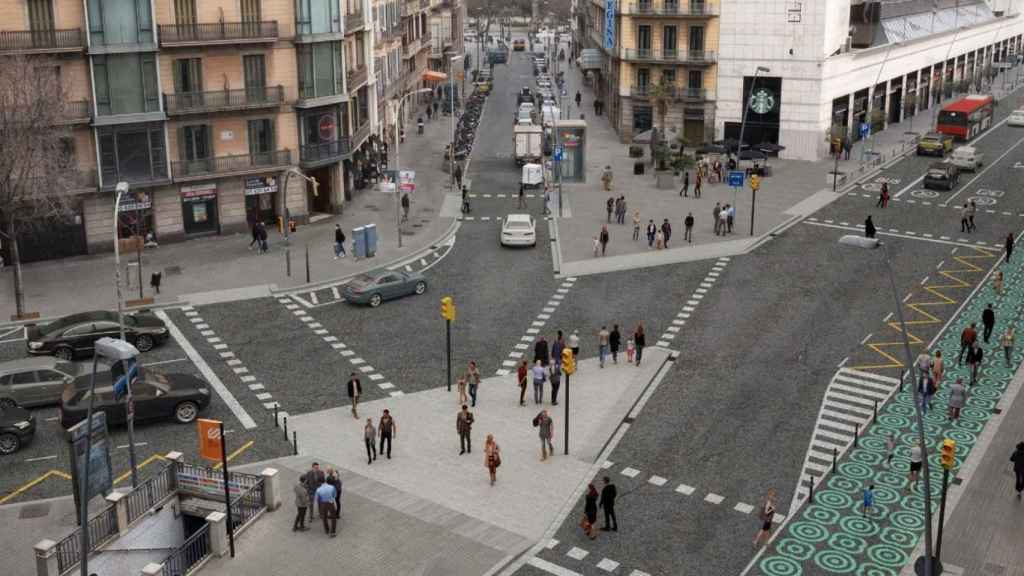 Cruce de las calles de Pelai y de Balmes antes de los trabajos previstos / AJ BCN