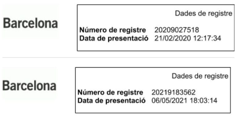 Comprobantes de registro / AVV ZONA UNIVERSITÀRIA