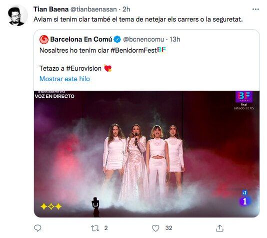 Reacciones al tuit de los comunes sobre el tetazo a Eurovisión / REDES SOCIALES