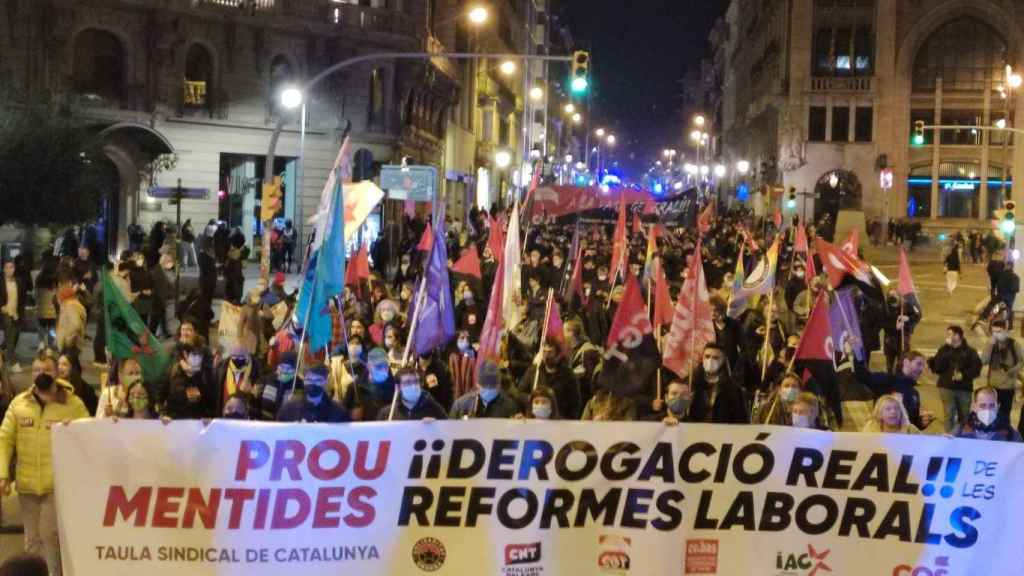 Imagen de la protesta contra la reforma laboral del Gobierno en Via Laietana / CGT CATALUNYA