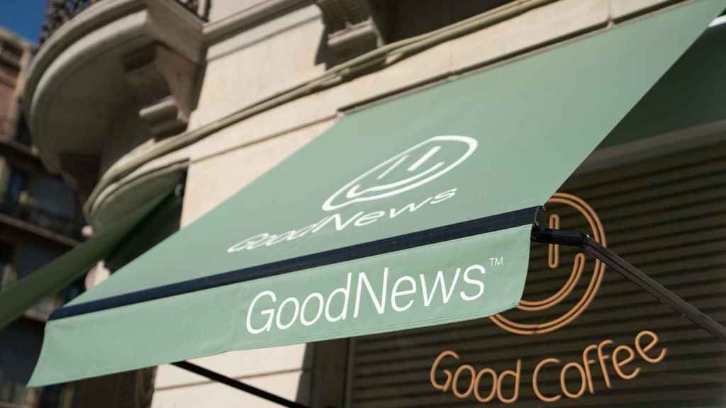 Exterior de un comercio de la startup barcelonesa GoodNews