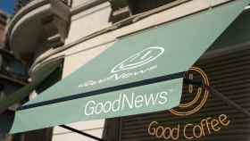Exterior de un comercio de la startup barcelonesa GoodNews