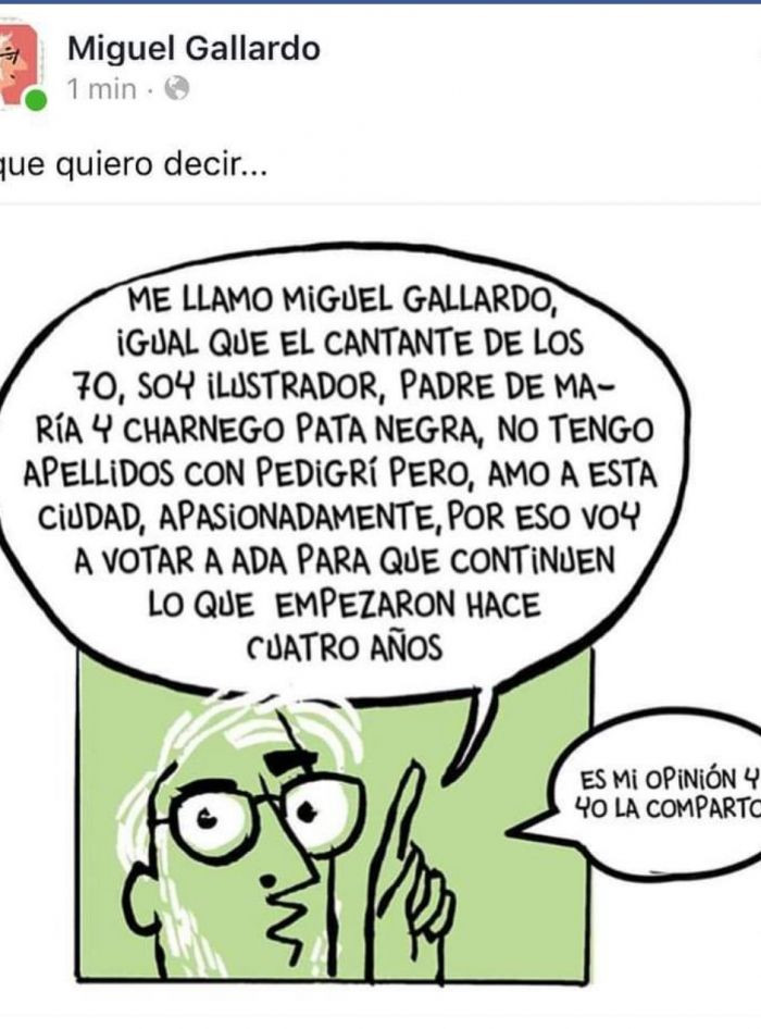 Viñeta de Miguel Gallardo en la que pide el voto para Colau / REDES SOCIALES MIGUEL GALLARDO