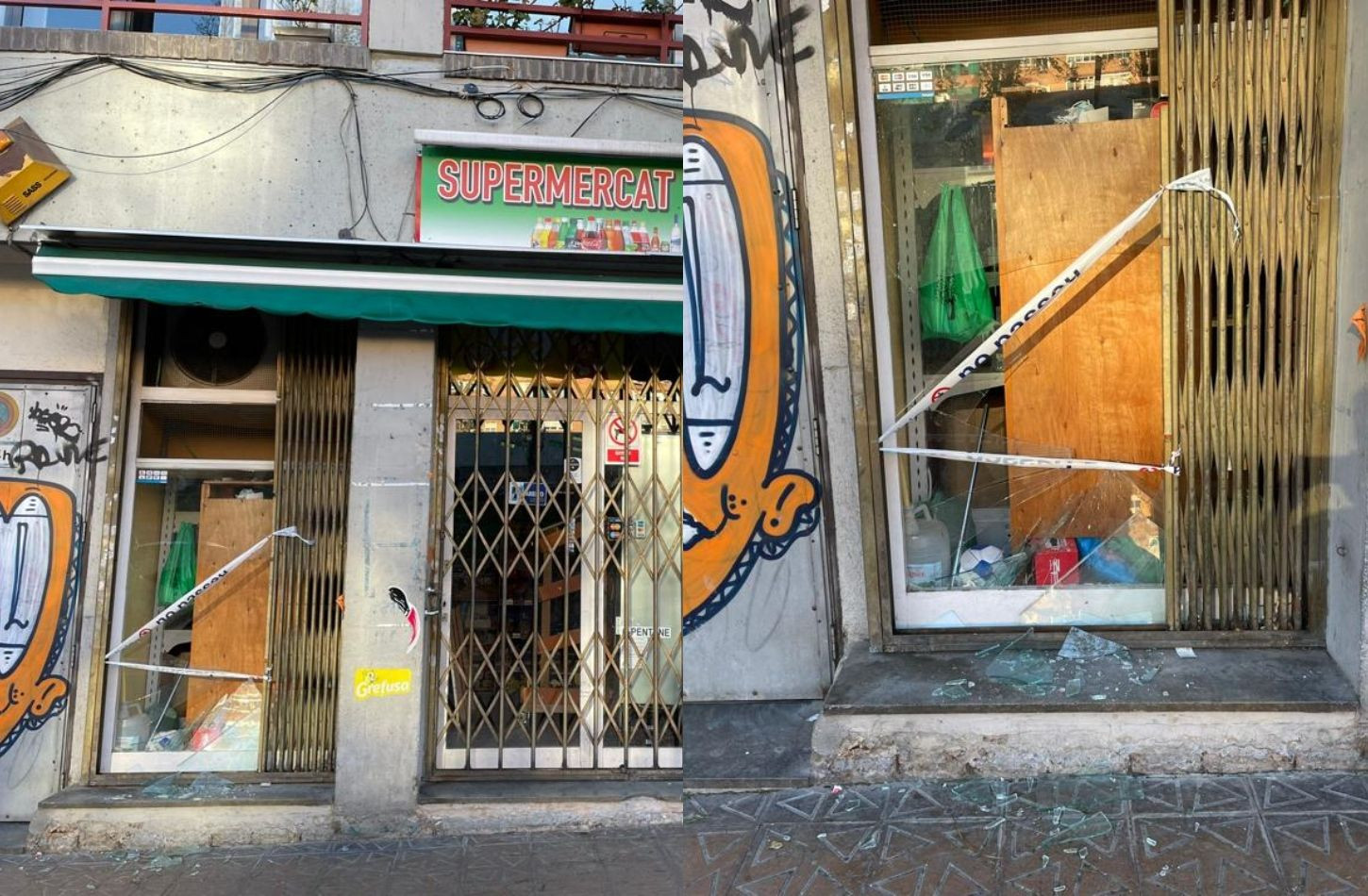 El establecimiento destrozado en Provençals del Poblenou / CEDIDA