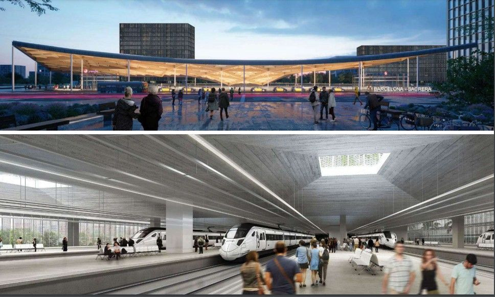 Dos renders de la futura estación del AVE de la Sagrera / BARCELONA SAGRERA ALTA VELOCITAT