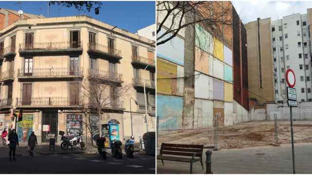 Fotomontaje con el edificio histórico del Clot derribado y el solar vacío en la actualidad / ASSOCIACIÓ DE VEÏNES I VEÏNS DEL CLOT-CAMP DE L'ARPA - METRÓPOLI
