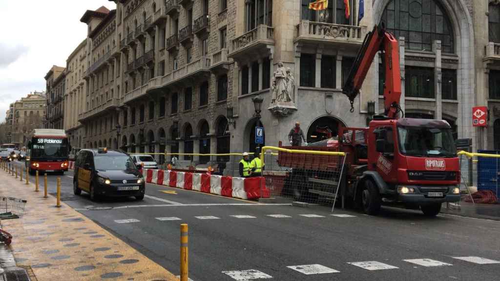 Obras de reurbanización en Via Laietana