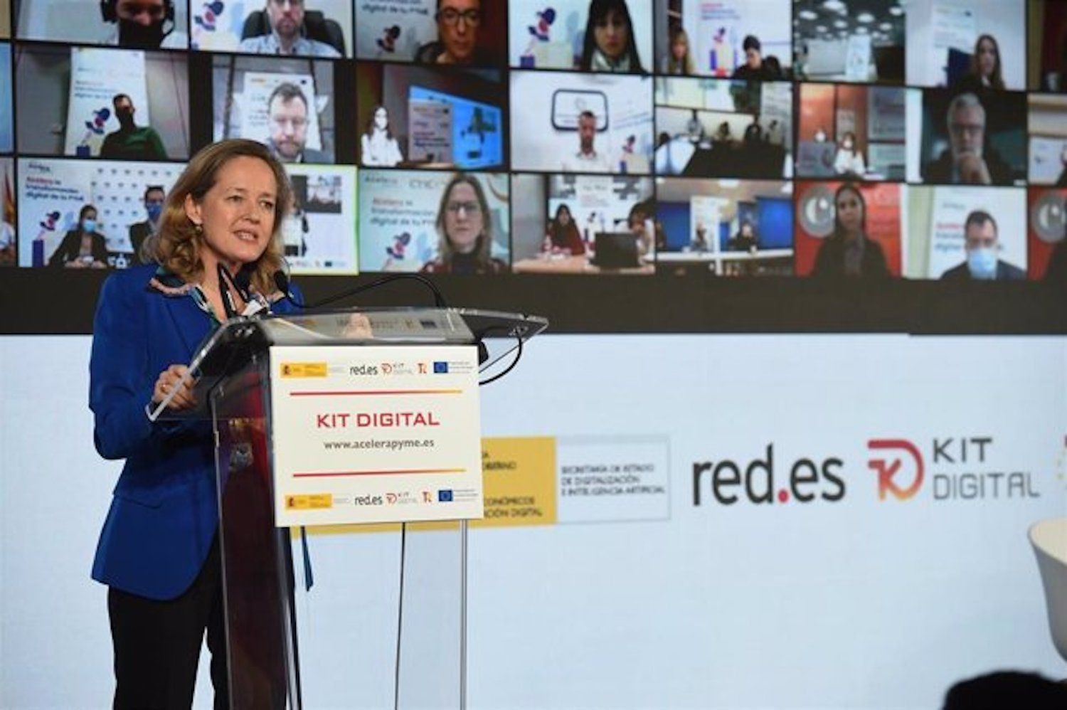 La vicepresidenta Nadia Calviño interviene en la presentación del Kit Digital en noviembre de 2021 / EUROPA PRESS