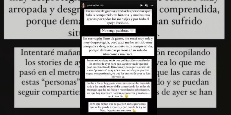 Mensajes de agradecimiento de Patricia por el apoyo recibido en redes / INSTAGRAM