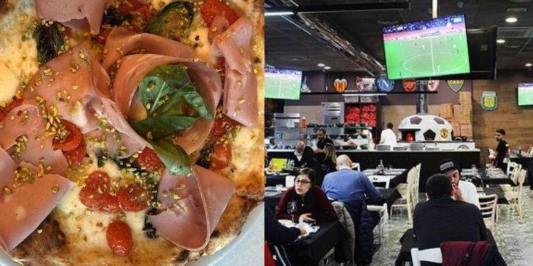 Ambiente y pizza de Sports Bar Italian Food / SPORTS BAR