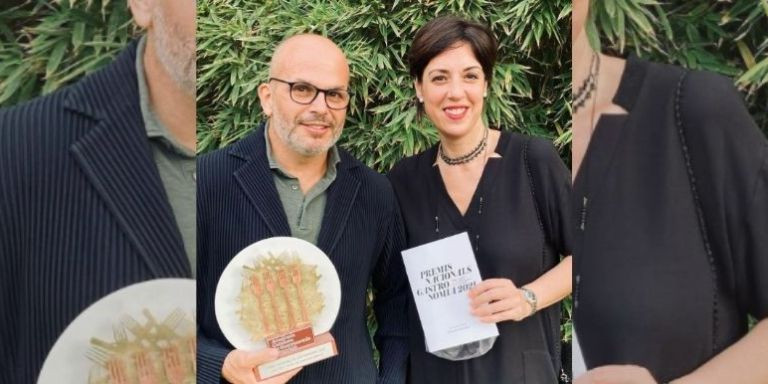 Jordi Vilà y Sònia Profitós con el Premio Nacional de Gastronomía de la Academia Catalana / ALKIMIA