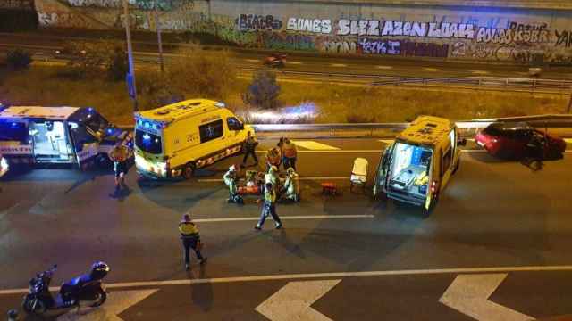 Accidente de moto en la Gran Via en sentido Besòs / CEDIDA