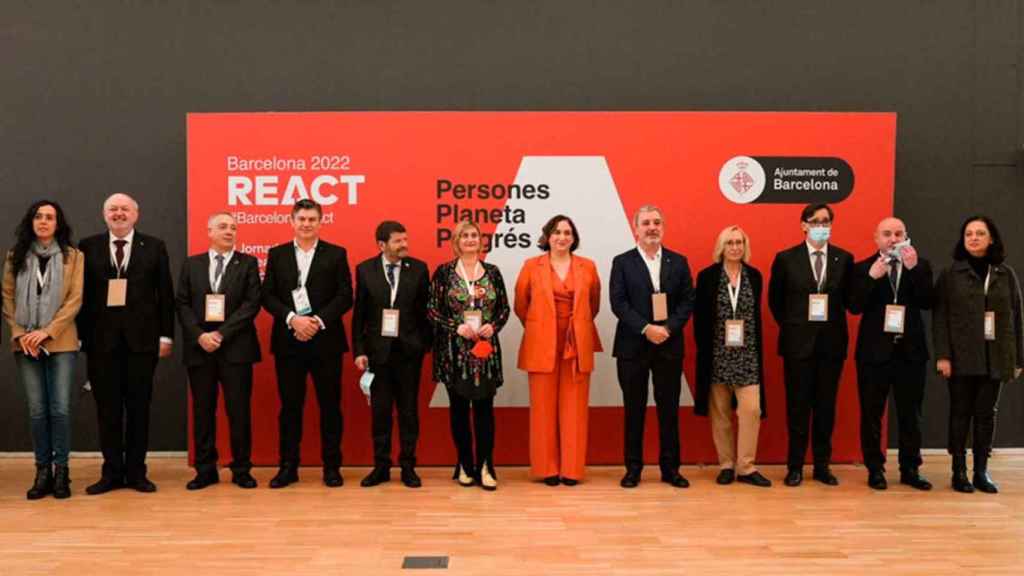 La alcaldesa Ada Colau y el primer teniente de alcalde, Jaume Collboni, en la segunda edición de las jornadas REACT / REACT