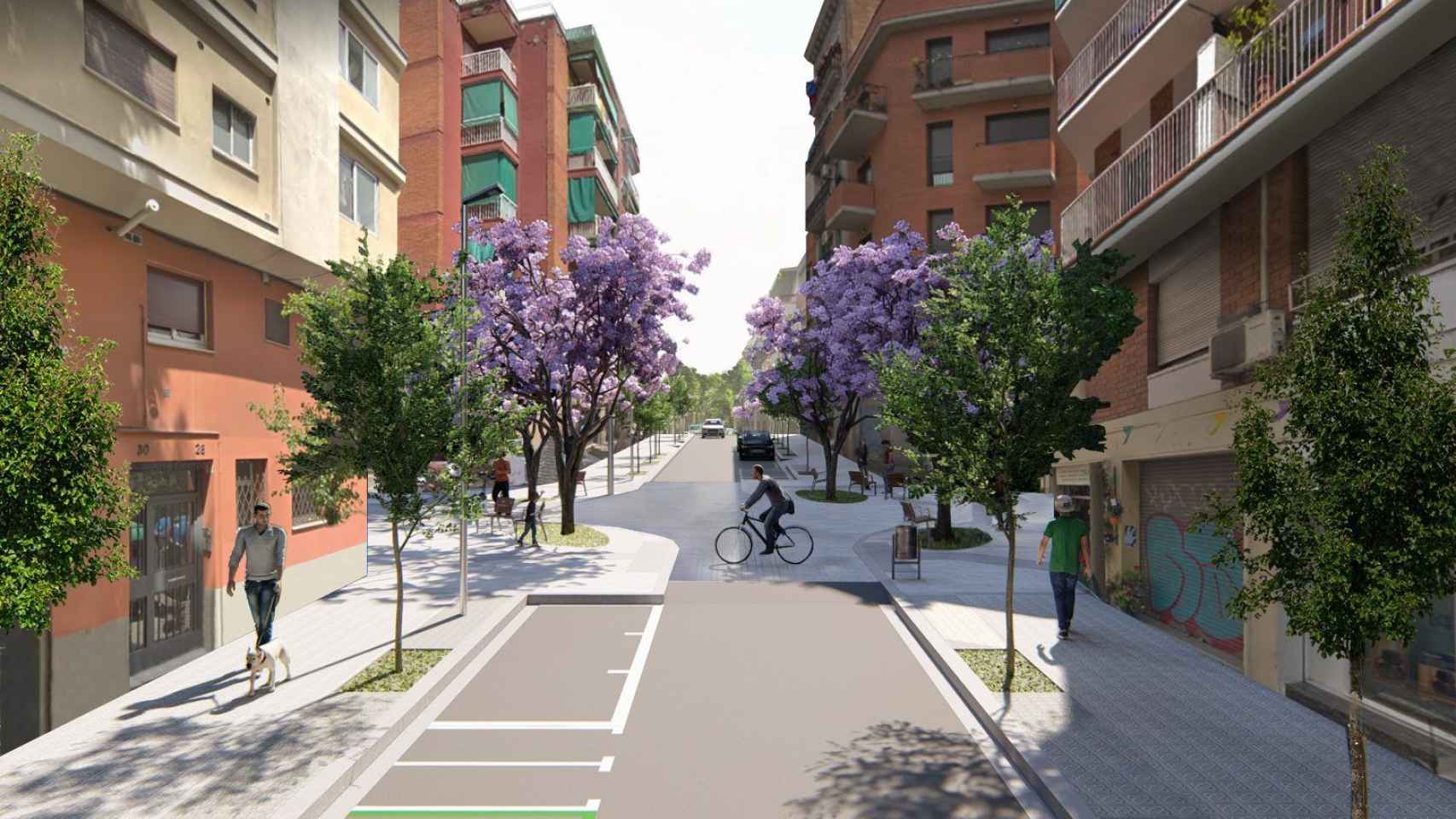 Recreación virtual de la calle Piquer tras las obras de pacificación / AYUNTAMIENTO DE BARCELONA