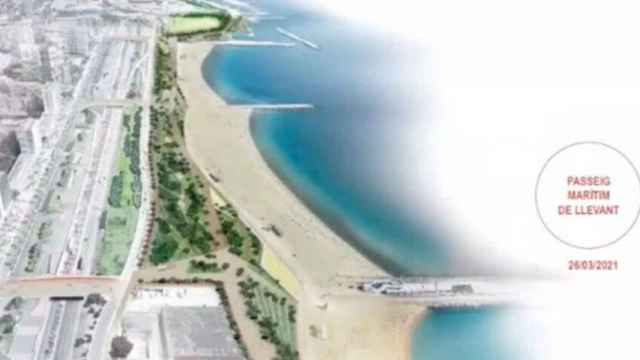 Render del futuro parque en el paseo marítimo de Sant Martí, entre la Mar Bella y el Fòrum / AYUNTAMIENTO DE BARCELONA
