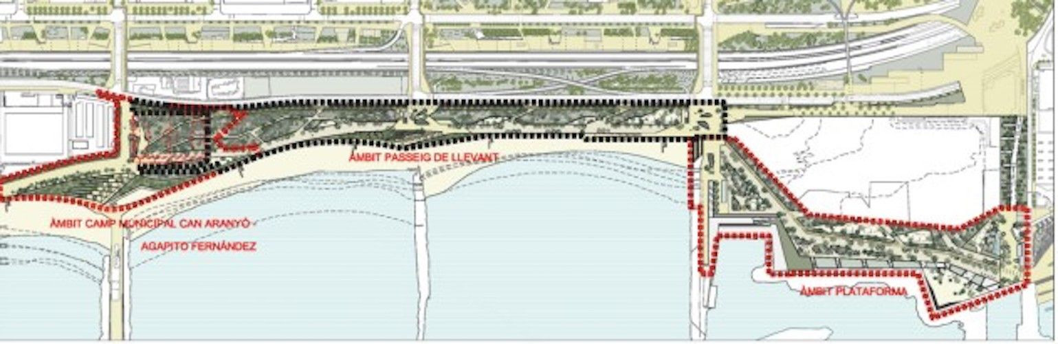 Ámbito de actuación del futuro parque del paseo marítimo de Sant Martí / AYUNTAMIENTO DE BARCELONA