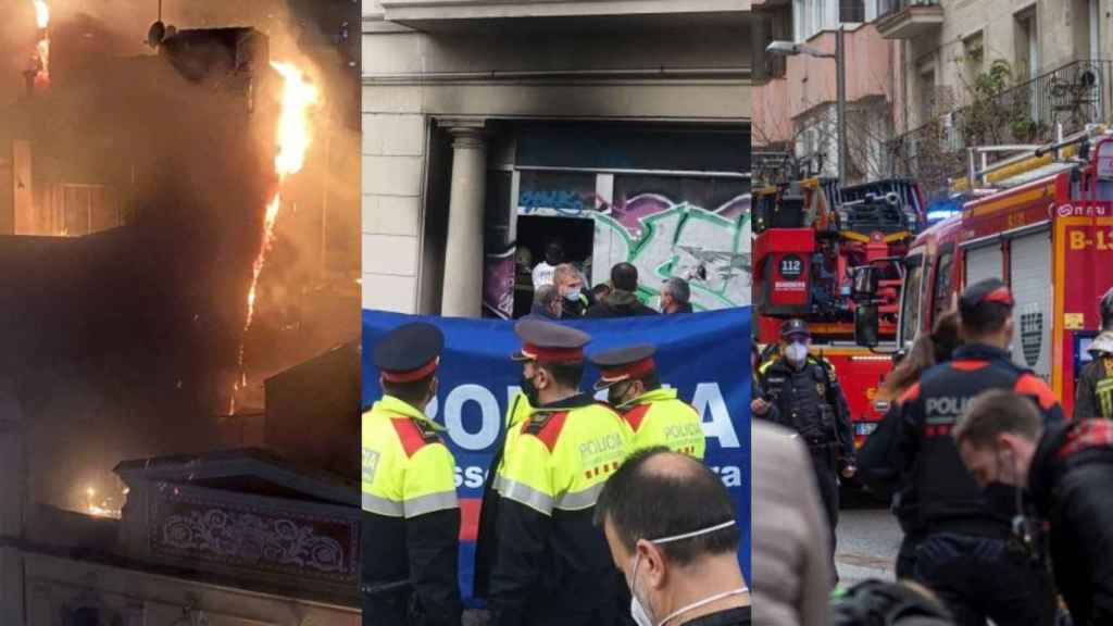 Imágenes del incendio de la calle València, el local okupado de plaza Tetuan y los bomberos en el Hotel Coronado / METRÓPOLI