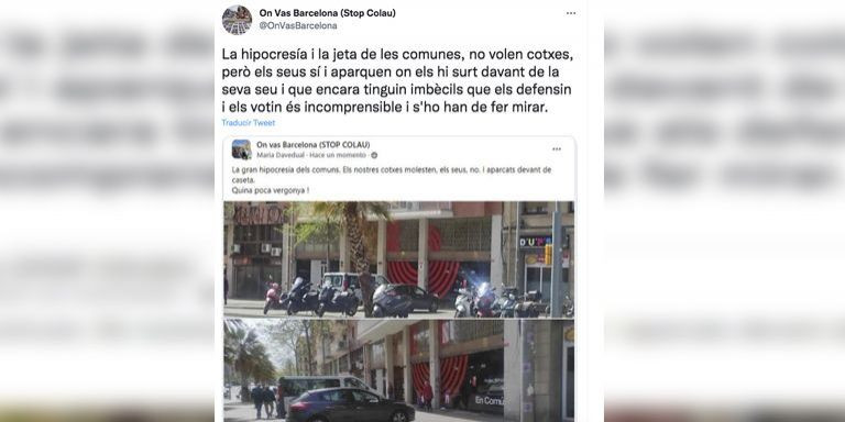 Tuit de denuncia de la plataforma vecinal On Vas Barcelona (Stop Colau) / TWITTER