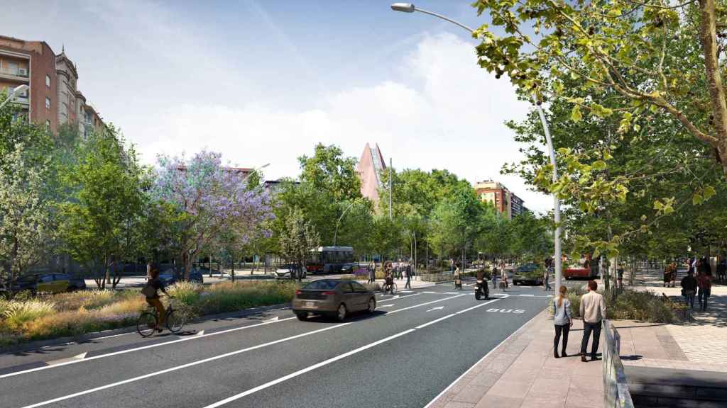 Render de la futura reforma de la Meridiana, entre Josep Estivill-Navas de Tolosa hasta Felip II / AYUNTAMIENTO DE BARCELONA