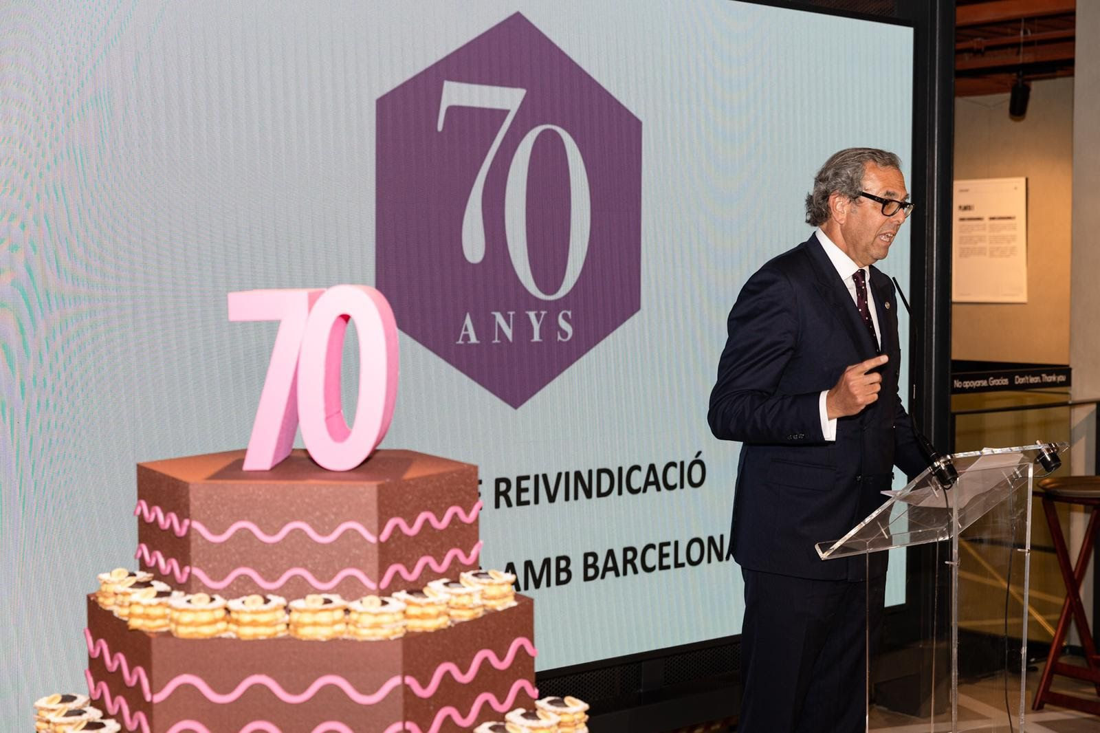 Lluís Sans, presidente de la Associació del Passeig de Gràcia, durante el 70 aniversario de la misma / CEDIDA