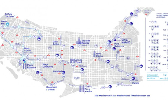 Mapa de la Maratón de Barcelona de 2022