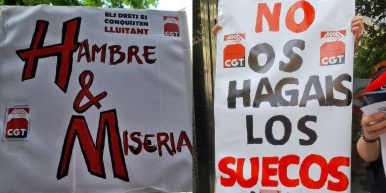 Carteles de la protesta del pasado lunes 2 de mayo / CGT