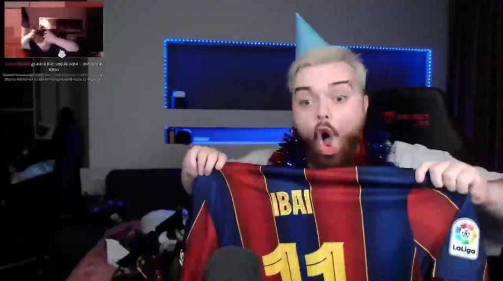 Ibai Llanos, con la camiseta del Barça / TWITCH